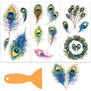Olycraft 3pcs/مجموعة من البلاط الزخرفية فرك على التحويلات للأثاث والحرف 6x12 بوصة خمر الأثاث شارات نقل ملصقات فرك على صائق مع 1PC مكشفية للثبات الزخرفة المنزل