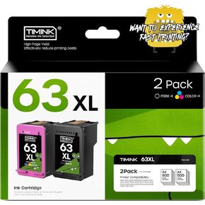 63 Compatible Ink Cartridge 2 PK Como Pack لـ HP 63 استخدام لطابعة HP 3830 4650 5200 1112 2130 3630 4510 4520 Series