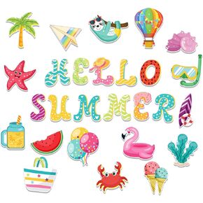 43 PCS Summer Wall Sticker Hawaii Wall Stickers Beach Tropical Pool Static Wall Decal for Wall Beach Themed Birthday Summer Hawaii Party Decoration