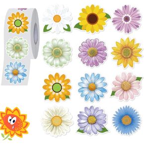 1200 PCS زهرة ملصق لفة ربيع ديزي عباد الشمس ملصقات ملصقات ملصقات ألوان مائية الملصق