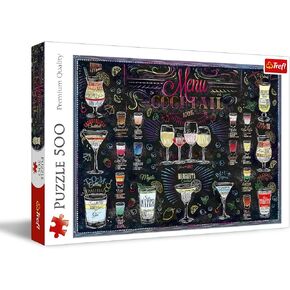 TREFL Cocktail Menu 500 قطعة بانوراما أحادية اللون الأحمر 19 "x13" ، لغز DIY ، المرح الإبداعي ، بانوراما كلاسيكية للبالغين والأطفال من 10 سنوات