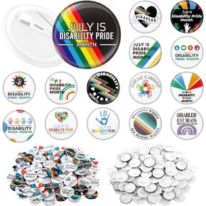 300 Pcs Disability Pride Month Pins Buttons 1.5 Inch Disability Pride Month Badges Pins Buttons for Party Supplies Decoration Charity Event Supplies