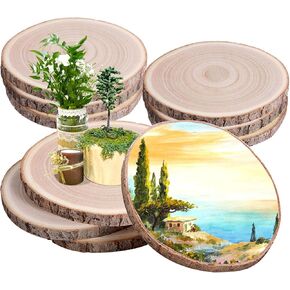 10pcs شرائح خشبية غير مكتملة جولات خشبية غير مكتملة 7-8 بوصات دوائر الخشب للحرف الخشبية لوحية لديكور مركزية مركزية الحرف الزفاف حفلات الزفاف