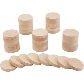 50pcs 1.2 بوصة تقاطعات دائرة خشبية غير مكتملة حول خشب الزان من الزان شرائح سميكة الزخارف الفار