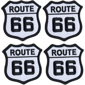 OYSTERBOY 4pcs Route 66 Highway Sign Embroidered Iron on/Sew on Patch