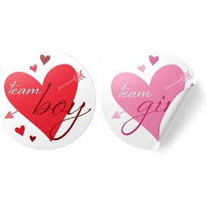 عيد عيد الحب ، يكشف جنس الطفل - ملصقات قلب فريق أو فريق فتاة - 40 (ملصقات القلب الأزرق والوردي)