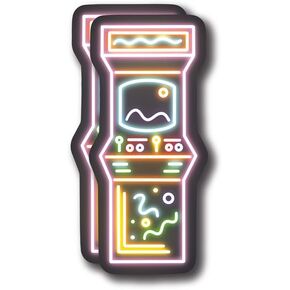 Gamer Video Arcade - ملصقات Neon Retro Arcade - ملصقات Vinyl Juster الجودة الممتازة 2 عبوة | 5 بوصة على أوسع جانب | صنع في الولايات المتحدة - FHJ530