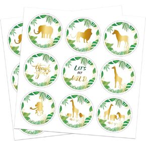 Swyoun 180pcs دعنا نحصل على ملصقات الحفلات البرية حفلة استحمام الطفل البرية واحدة ديكورات حلوى الملصقات عيد ميلاد اللوازم