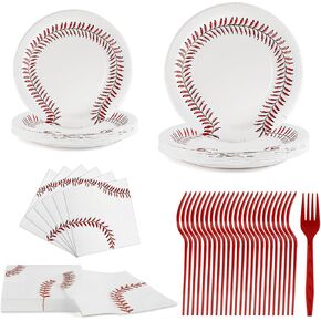 80Pcs Sports Birthday Party Decorations,Sports Party Plates and Napkins,Baseball Football Soccer Basketball Rugby Disposable Paper Plates Napkins for Boy Birthday Party Decor