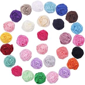 FZBNSRKO 30PCS ROSIN SATIN ROSE ، زهور النسيج المصغرة للحرف اليدوية الحرف اليدوية لحفلات الزفاف وحرف الهدية DIY (لون عشوائي)