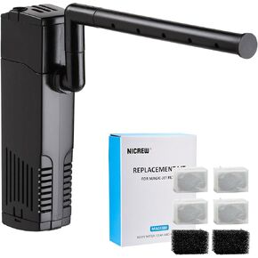 NICREW Aquarium Filter 100 GPH + Replacement Cartridge