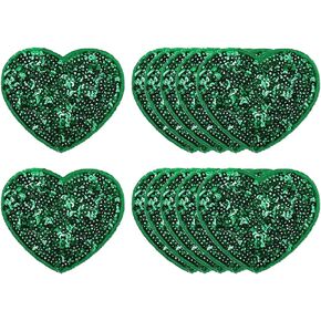 MECCANIXITY 12 Pcs Sequin Heart Iron on Patches, 2.7 x 2.4 Inch Embroidery Sequin Patches for Clothing Repair Backpack Shoes Decoration, Purple