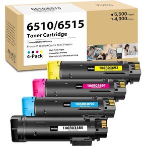 Phaser 6510 WorkCentre 6515 Toner Cartridge 106R03480 106R03690 106R03691 106R03692 Replacement for Xerox Phaser 6510 6510DNI 6510DN 6510N WorkCentre 6515 Printers, 4 Pack 6510 6515 Toner Cartridges
