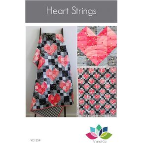 Dognnak Heart Strings نمط خياطة لحاف - 56in × 72in ، أونيكس ، المصاصة الوردي ، الوردي الساخن ، الرمادي الجرافيت