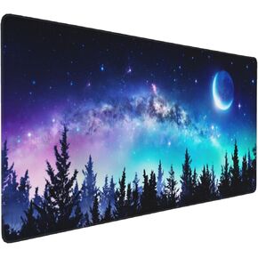 Extended Gaming Mouse Pad (35.4x15.7 inch 3mm Thick), Soft Cute Desk pad Extra Waterproof Thicken Large XXL Mouse pad with Non-Slip Rubber Base & Stitched Edges-Green Plants