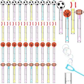 40 Pcs Sport Balls Bubble Bottles Sports Party Favors Mini Bubble Wands Assorted Balls Bubble Wand Bottle Include Soccer Basketball Football Baseball for Party Gift Outdoor Themed Birthday
