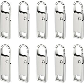 10 PCS Silver Zipper Pull Replacing for Backpack Silver Huchice Zipper Scarp