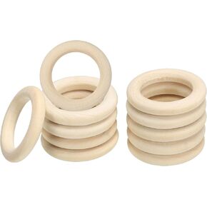 PATIKIL 30mm/1.18" Unfinished Wooden Rings, 20 Pack Natural Solid Wood Rings Circle for DIY Craft Ring Pendant Connectors, Wood Color
