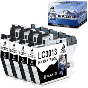 DOUBLE D Compatible LC3013 Black Ink Cartridges Replacement for LC3013 LC3011 Black use with MFC-J491DW MFC-J895DW MFC-J690DW MFC-J497DW Printer (4 Black)