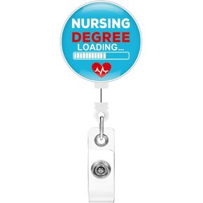 Soleebee Nurse Retractable Cenlable ، 24 '' 'شارة قابلة للسحب ، حامل الشارة الكريستال ، كليب شارة معرف ، مقطع التمساح دوار 360 درجة (1 حزمة - هيكل قميص الورد)