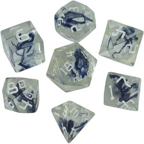 Starfarer Sci-Fi RPG Dice - 'Polaris' - Transparent with Blue Swirls