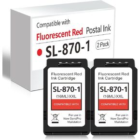High Capacity SL-870-1 XXL Red Ink Cartridge High Yield Combo Pack (2-Pack,16 ML) Compatible SL8701 Ink Cartridges Replacement for Pitney Bowes New SendPro Mailstation Postage Machines