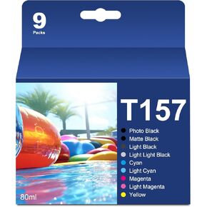 إعادة تصنيع T157 157 استبدال خرطوشة الحبر لـ T1571 T1572 T1573 T1574 T1575 T1576 T1577 T1578 T1579 Ink for Stylus Photo R3000 Printer Ink (9 pack)