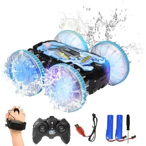 سيارة التحكم عن بعد البرمائية ، 4WD 2.4 جيجا هرتز مقاوم للماء RC ، إيماءة سيارة RC قارب مع LED LID
