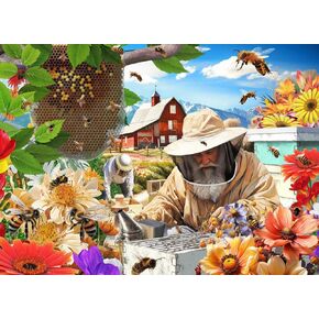 Vermont Christmas Company Beeekeeper Farm - 1000 قطعة لغز - قطع متشابكة تمامًا وشكل عشوائيًا - 26 5/8 "× 19 1/4" - لغز للبالغين