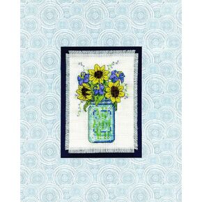 Design Works Crafts Floral Jar, 3 x 4.5 Counted Cross Stitch Kit, Multicolor