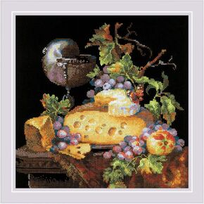 RIOLIS - Dutch Still Life 1659, Cross Stitch Kits 11,81" x 11,81", Cross Stitch Kits for Beginners & Advanced, Crossstitching Kit Adult, Embroidery Counted Stitching Kit