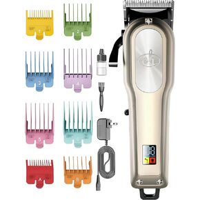 E-Hunter Professional Dog Clippers Cordless Rechargeable - Pet Grooming Kit with 8 Comb Guides, LED Display & Quiet Motor 50DB for Dogs, Cats with Thick Hair - Includes Cleaning Brush & Oil