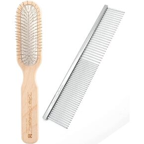 حزمة Chris Christensen Groomer's - فرشاة دبوس مستطيل 20 مم ، دبابيس من الفولاذ المقاوم للصدأ ، خشب الزان - 000 7.5 بوصة.