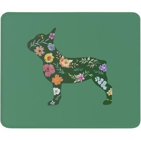 French Bulldog & Flowers Mouse Pad - Funny Frenchie Dog Lovers Gifts - Dog Gifts for Puppy, Pet Lover, Dog Owner - Mom Gifts Mouse Mat 9.5 Inch