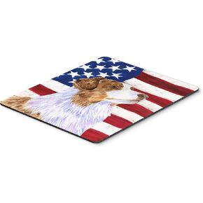 Caroline's Treasures SS4252MP USA American Flag with Australian Shepherd Mouse Pad, Hot Pad or Trivet for Home Office Gaming Working Computers Laptop Mouse Mat,Washable Large Mousepad