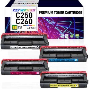 SP C250 استبدال خرطوشة الحبر لـ RICOH AFICIO SP C250DN C250SF C260DNW C260SFNW C261SFN C261SFNW C261DNW طابعة عالية القدرات (B/C/M/Y ، 4-PACK)