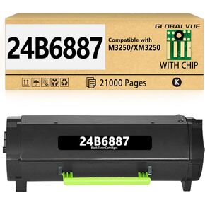24B6887 خراطيش الحبر 1 حزمة (مع رقاقة) متوافقة مع خراطيش Lexmark 24B6887 الحبر لطابعة ليزر M3250 ، XM3250 [21000 صفحة]