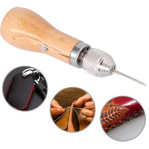 طقم محمولة للخياطة AWL ، خياطة جلدية متخصصة في خياطة Awl Stitch Hand Diy Sewing Awl Kit مع مقبض لأكياس القماش الجلدي
