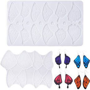 Craftdady 2pcs الفراشة الجناح قرط الراتنج قوالب جنية جناح الإبوكسي صب السيليكون مع معلقات ريشة الحشر