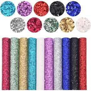 10 PCS Sequin Faux Leather Sheets Glitter Fabric Faux Leather Leachts Sequin Face Faux Faux for Crafts Diy Sewing Arrings Hawlet Hair Bows Clips Decoration Favors (7.8 × 11.8inch)