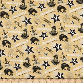 NCAA Vanderbilt Commodores Tone on Tone Cotton Multi, Fabric by the Yard