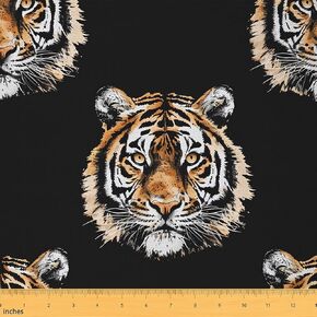 Castle Fairy Tiger Head Print ، 100 ٪ بوليستر ، ألوان مائية ، متعددة الألوان ، 36 "L x 59" W ، مثالية للحرف اليدوية ديي وديكور المنزل