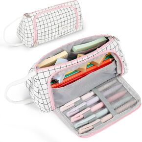 Zzrywuty Big Pencil Case ، حقيبة قلم رصاص جمالية كبيرة للبنات في سن المراهقة ، حقيبة قلم محمولة مع سوستة للسفر للمكتب المدرسي (الأخضر)