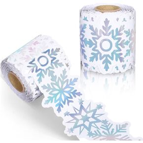 65.6 Ft Winter Snowflake Bulletin Board Border Christmas Iridescent Scalloped Die Cut Trim Border Roll for Xmas Classroom Chalkboard Window Decor