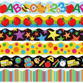 69Ft Back to School Bulletin Board Border 60Pcs Colorful Apples Pencil First Day of School Trim Border Stickers for Welcome Back to Kindergarten School Classroom Office Chalkboard Decor