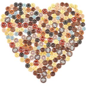 225pcs أزرار الخياطة الخشبية ذات الجولة الخشبية المصنوعة يدويًا مع 2 و 4 ثقوب ملائمة للبيئة أزرار ألوان خشبية خشبية