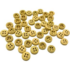 100PCS 9mm (3/8 Inch) Wood Buttons 4 Holes Round Buttons for Coats, Jacket,DIY Sewing Supplies Q2208