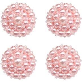 4 Pcs Faux Pearl Buttons Clothes Sewing Buttons Wedding Dress Buttons Embellishments Buttons Craft DIY Buttons for Sweater Coat Bag Pink