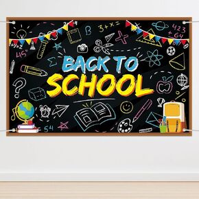 Lucleag العودة إلى BACKDROP BANNER ، 70.9 × 43.3EN مرحبًا بك مرة أخرى في لافتة ديكور معلقة بالمدرسة ، اليوم الأول من خلفية صورة لافتة المدرسة للعودة إلى لوازم حفلات الفصول الدراسية للمدرسة (النمط 2)