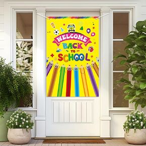Watinc Back to School Door Banner - اليوم الأول من التصوير الفوتوغرافي لأقمشة خلفية المدرسة ، 59 × 39 بوصة.